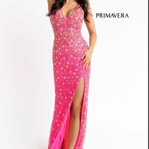 Primavera Couture 3735 Prom Dress in Neon Pink Size 4